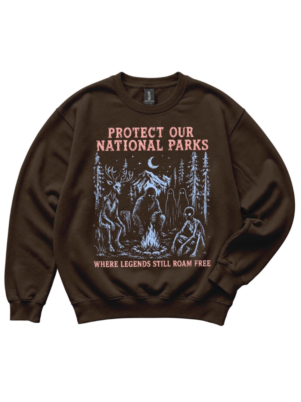 Cryptid National Parks Sweatshirt, Gildan Brown 90s Protect Our Parks Shirt